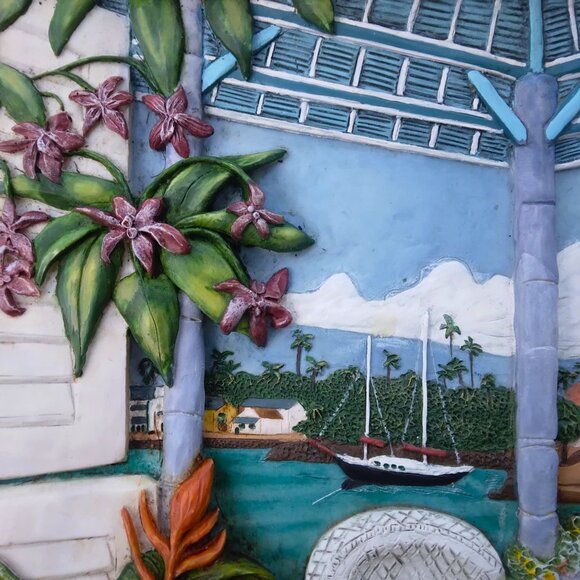 Sharie Hatchet Bohlman Room with a View "TROPICAL HIEDAWAY"" 3D Relief Painting - Picture 5 of 8